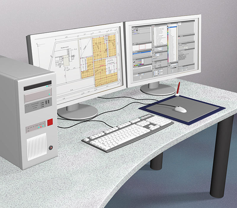 Visualisierung eines Computer-Arbeitsplatzes mit Blender 3D