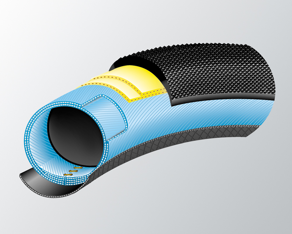 3D-Illustration und Schnitt eines Fahrradreifens Aufbau eines Fahrradreifens