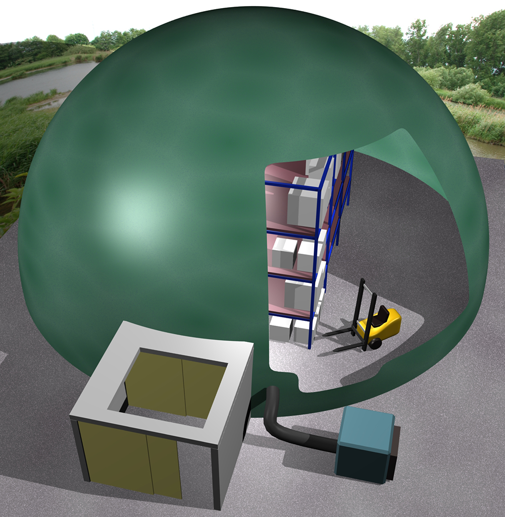 Illustration eines aufblasbaren Lagers 3D-Illustration eines aufblasbaren Lagers