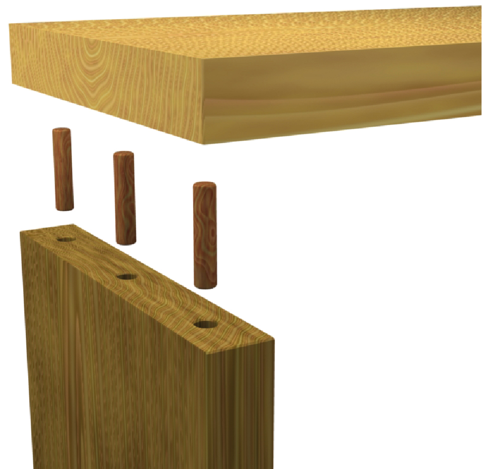 Verbindung von Holzteilen mittels Holzduebel
