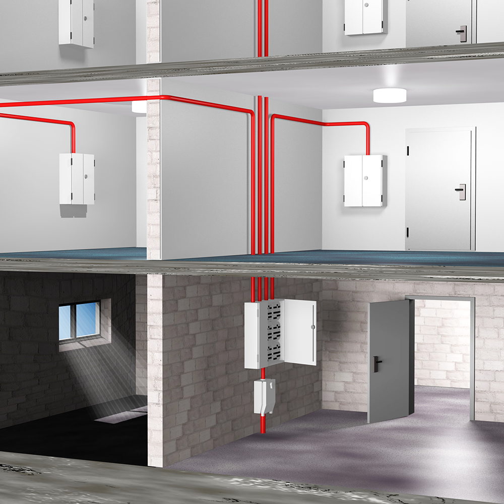Verlegen von Installationen in Kellerräumen Verlegung von Leitungen illustrieren